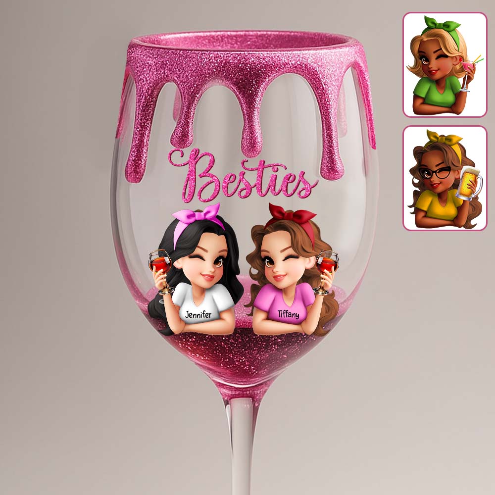 Verre à vin personnalisé Bestie Tipsy - Verre à vin à longue tige