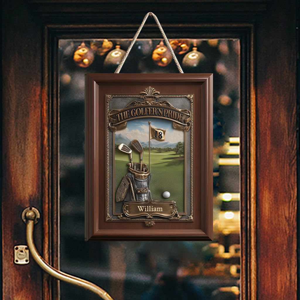 La fierté du golfeur - Panneau en bois personnalisé sur le thème du golf