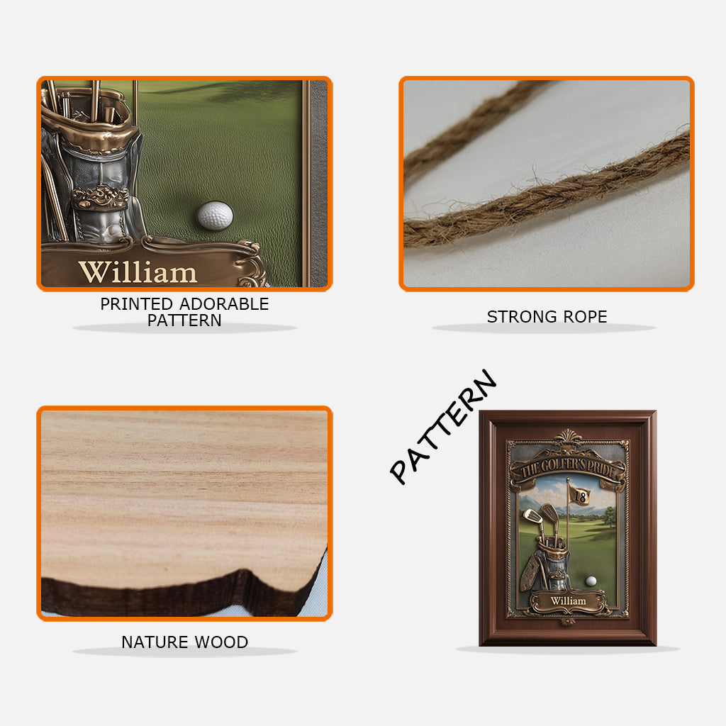 La fierté du golfeur - Panneau en bois personnalisé sur le thème du golf