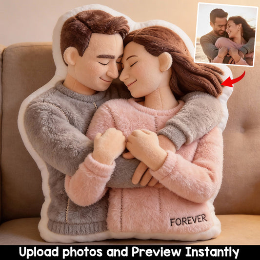 Coussin personnalisé à partir d'une photo - Cadeaux symboliques - Coussin en fausse fourrure personnalisé pour couple