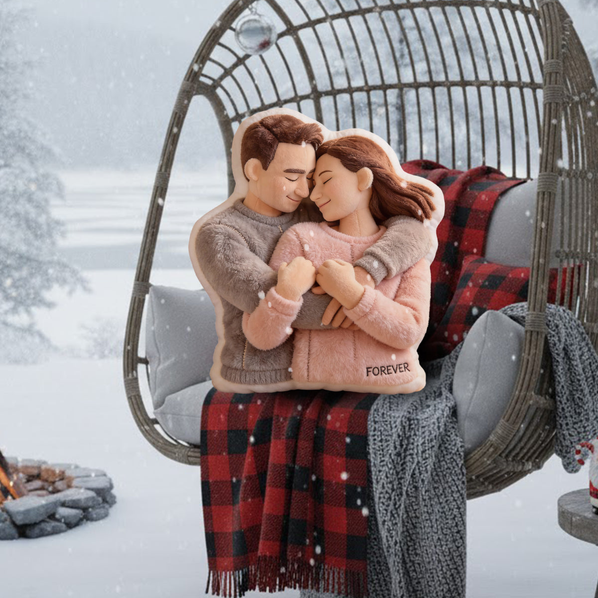 Custom From Photo - Meaningful Gifts - Personalized Couple Faux Fur Shaped Pillow