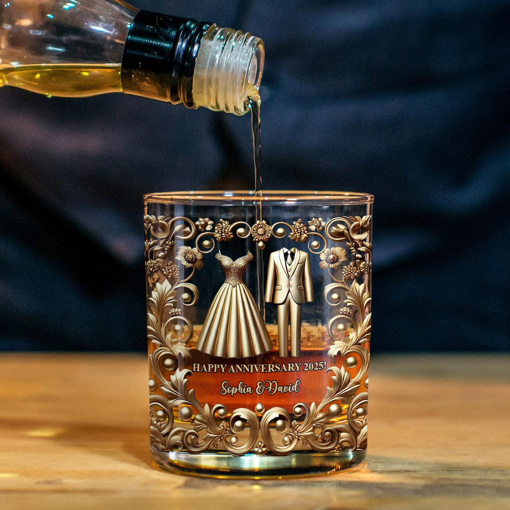 Cadeau unique pour lui, cadeau d'anniversaire de couple - Verre à whisky personnalisé pour couple