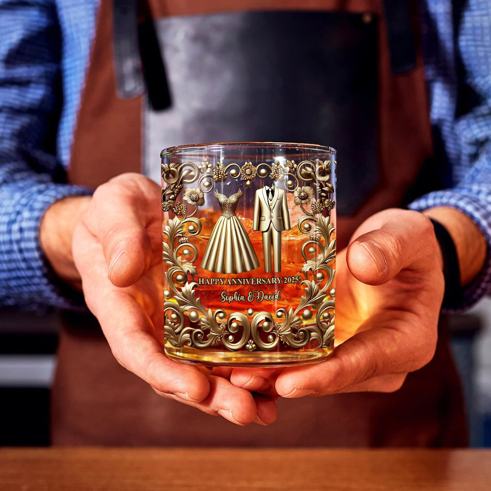 Cadeau unique pour lui, cadeau d'anniversaire de couple - Verre à whisky personnalisé pour couple