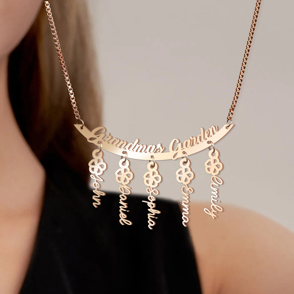 Le jardin de grand-mère - Collier personnalisé pour grand-mère avec breloques