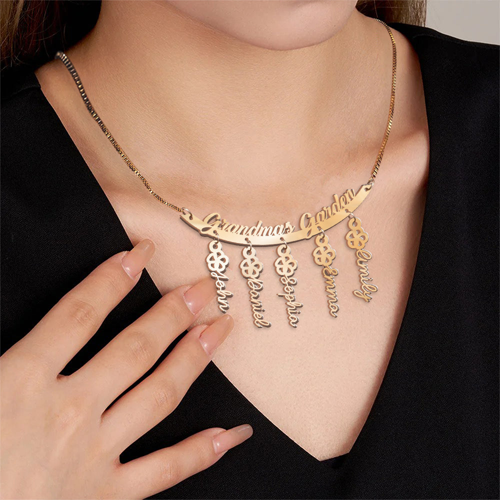 Le jardin de grand-mère - Collier personnalisé pour grand-mère avec breloques