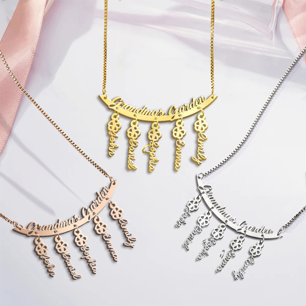 Le jardin de grand-mère - Collier personnalisé pour grand-mère avec breloques