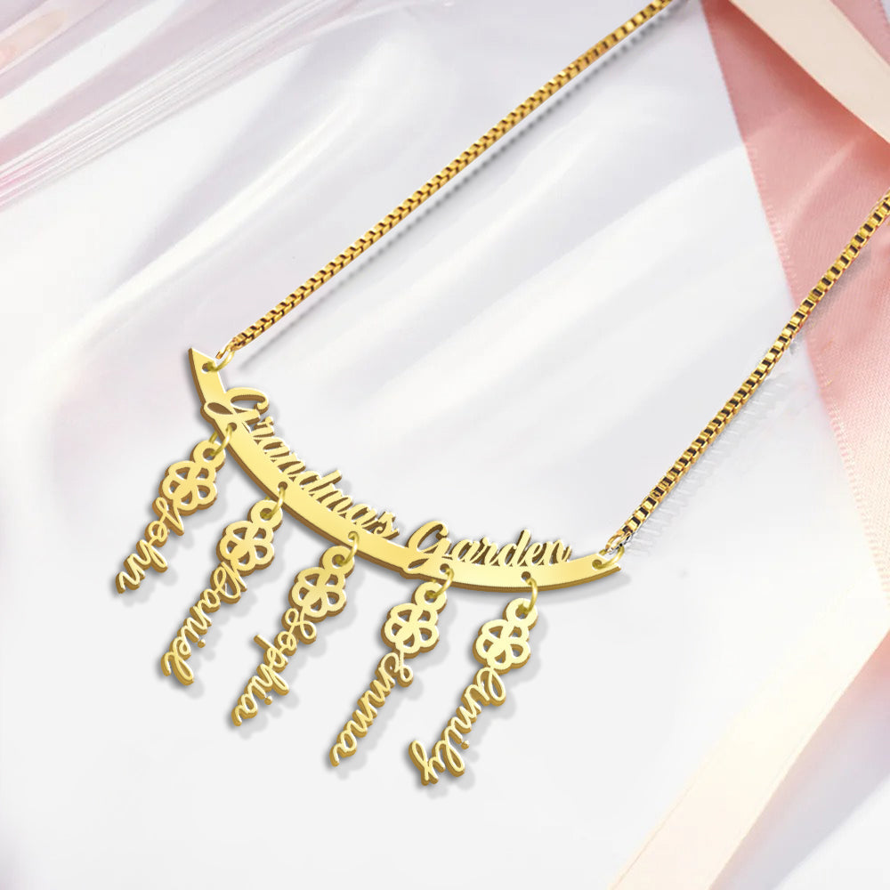 Le jardin de grand-mère - Collier personnalisé pour grand-mère avec breloques