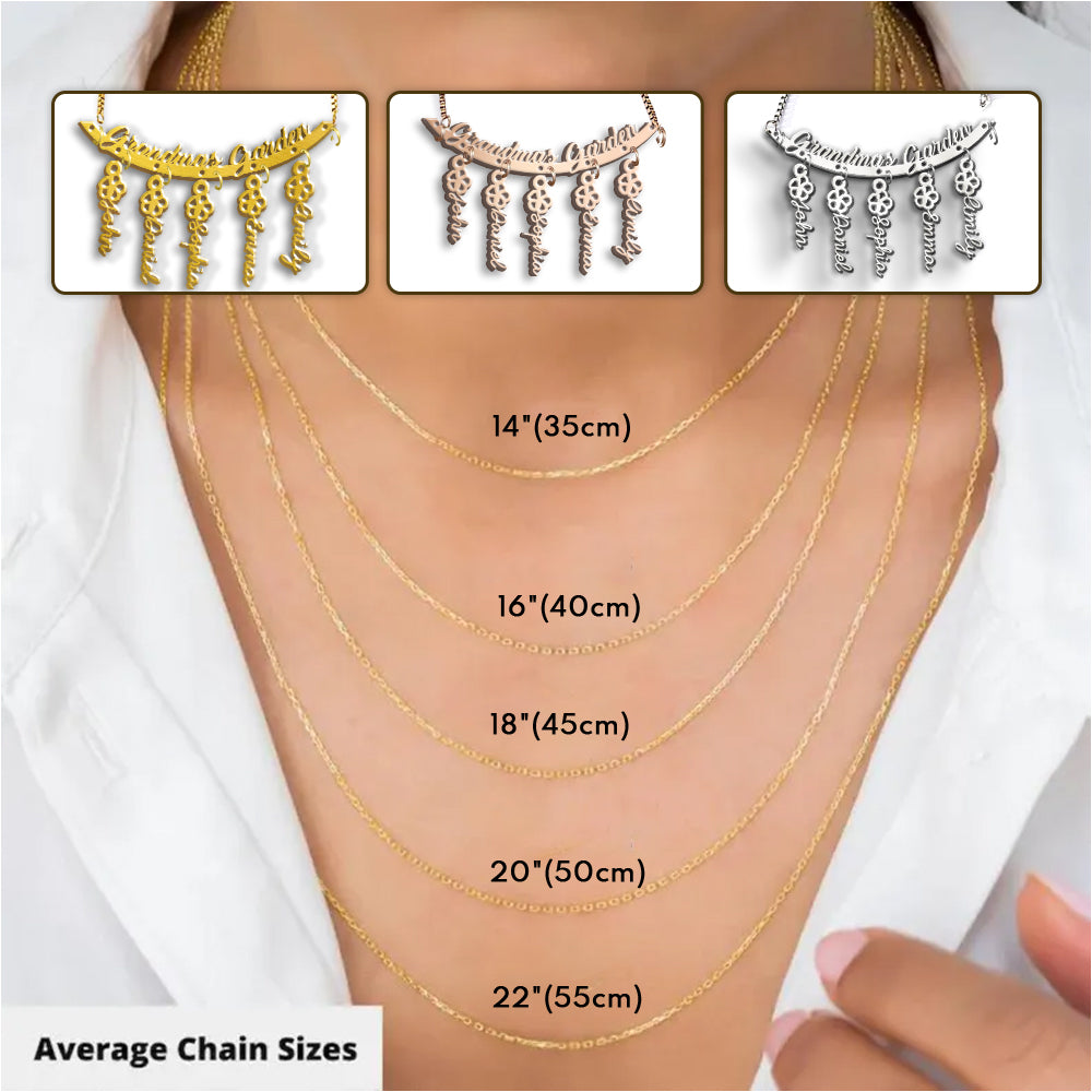 Le jardin de grand-mère - Collier personnalisé pour grand-mère avec breloques