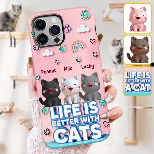 Life Is Better With A Cat - Personalized Cat Full Print Phone Case
