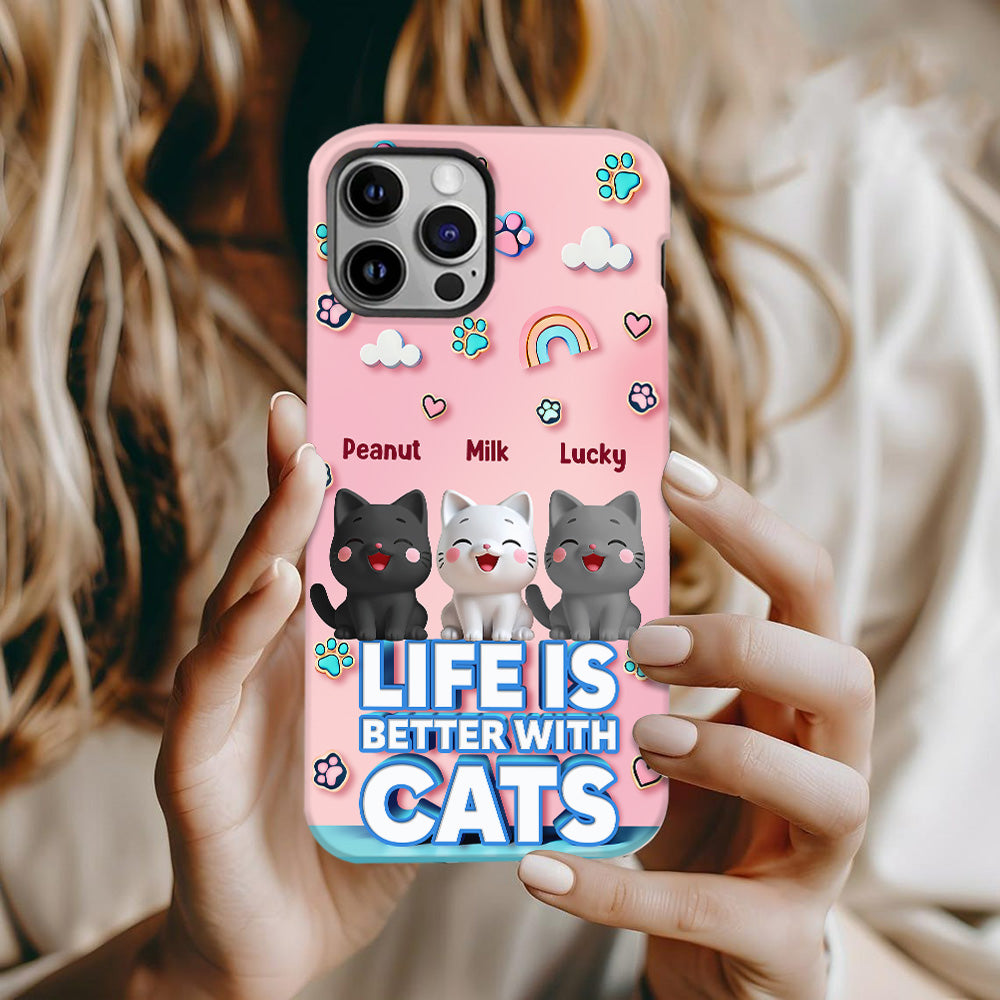 La vie est plus belle avec un chat - Coque de téléphone personnalisée avec motif chat.