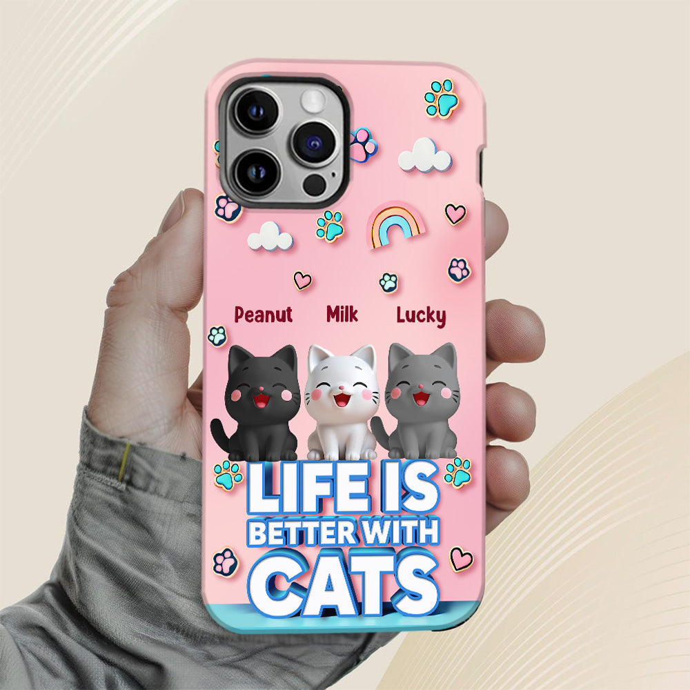 La vie est plus belle avec un chat - Coque de téléphone personnalisée avec motif chat.