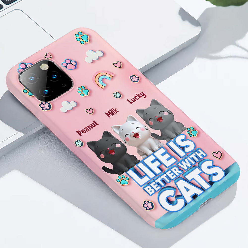 La vie est plus belle avec un chat - Coque de téléphone personnalisée avec motif chat.