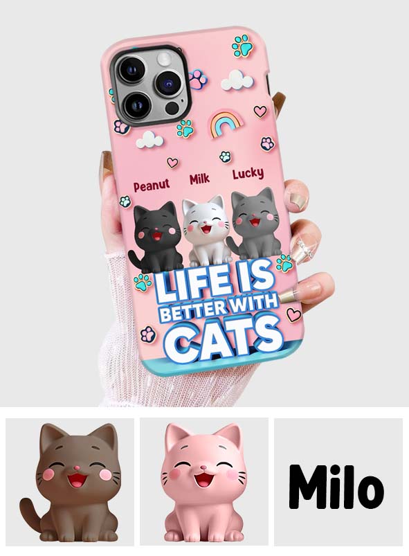 La vie est plus belle avec un chat - Coque de téléphone personnalisée avec motif chat.