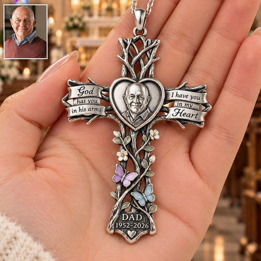 Custom From Any Photo - God - Personalized Memorial Shaped Metal Pendant Necklace