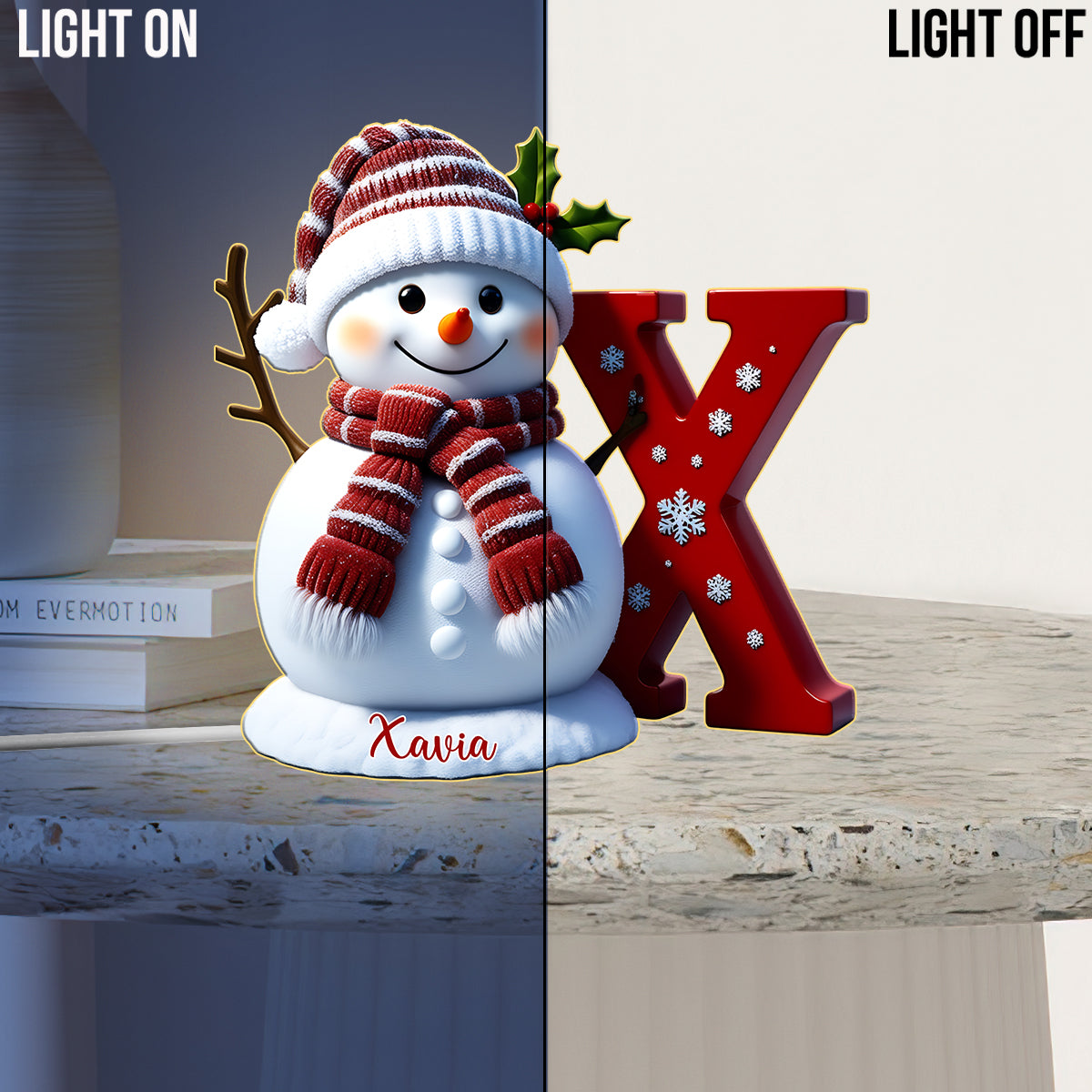 Joyeux Noël - Veilleuse LED personnalisée en acrylique pour toute la famille