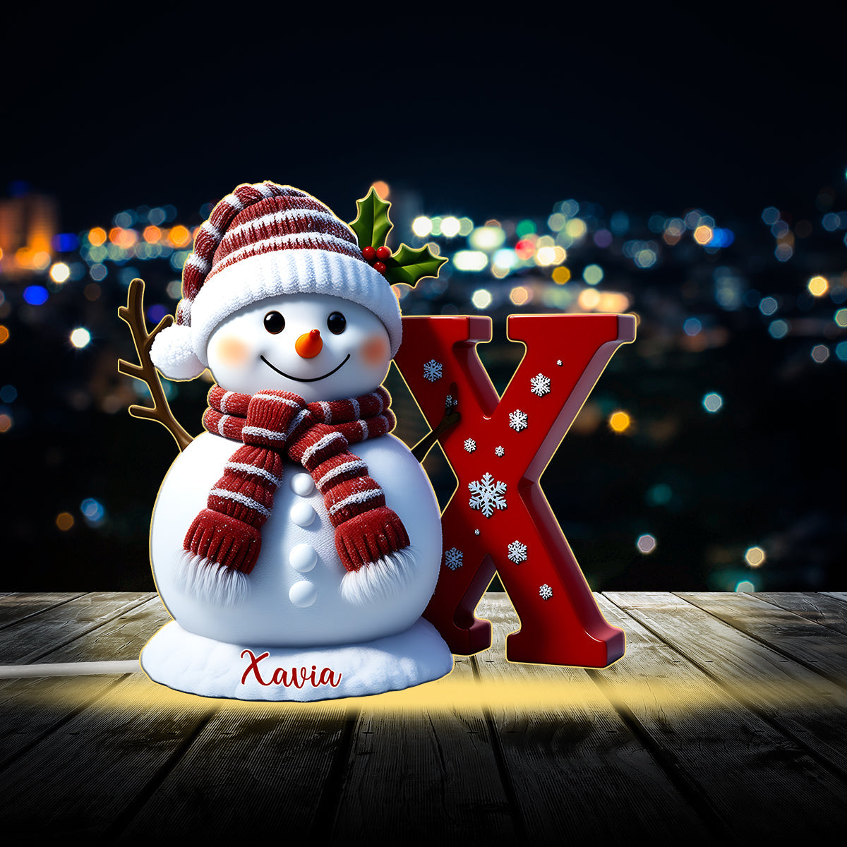 Joyeux Noël - Veilleuse LED personnalisée en acrylique pour toute la famille