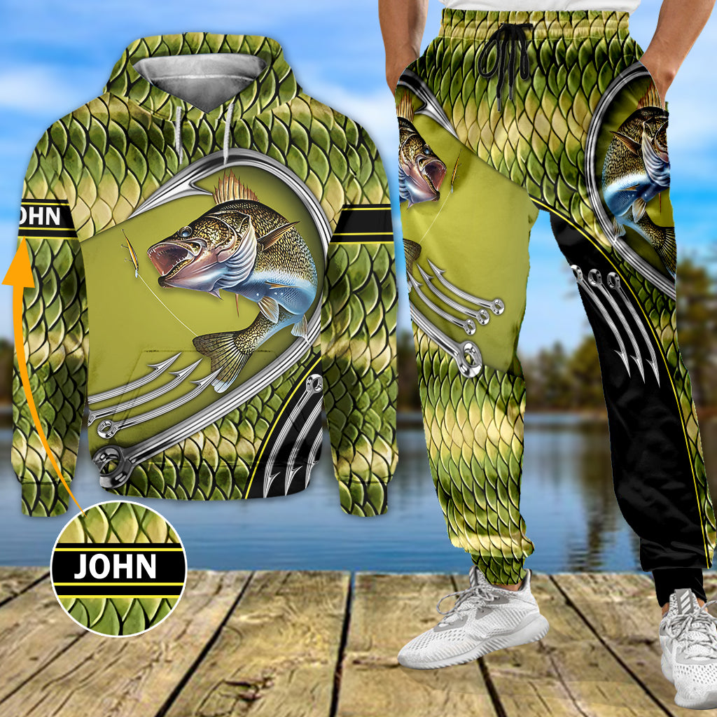 Passionné de pêche ? Sweat à capuche et pantalon de survêtement personnalisés sur le thème de la pêche