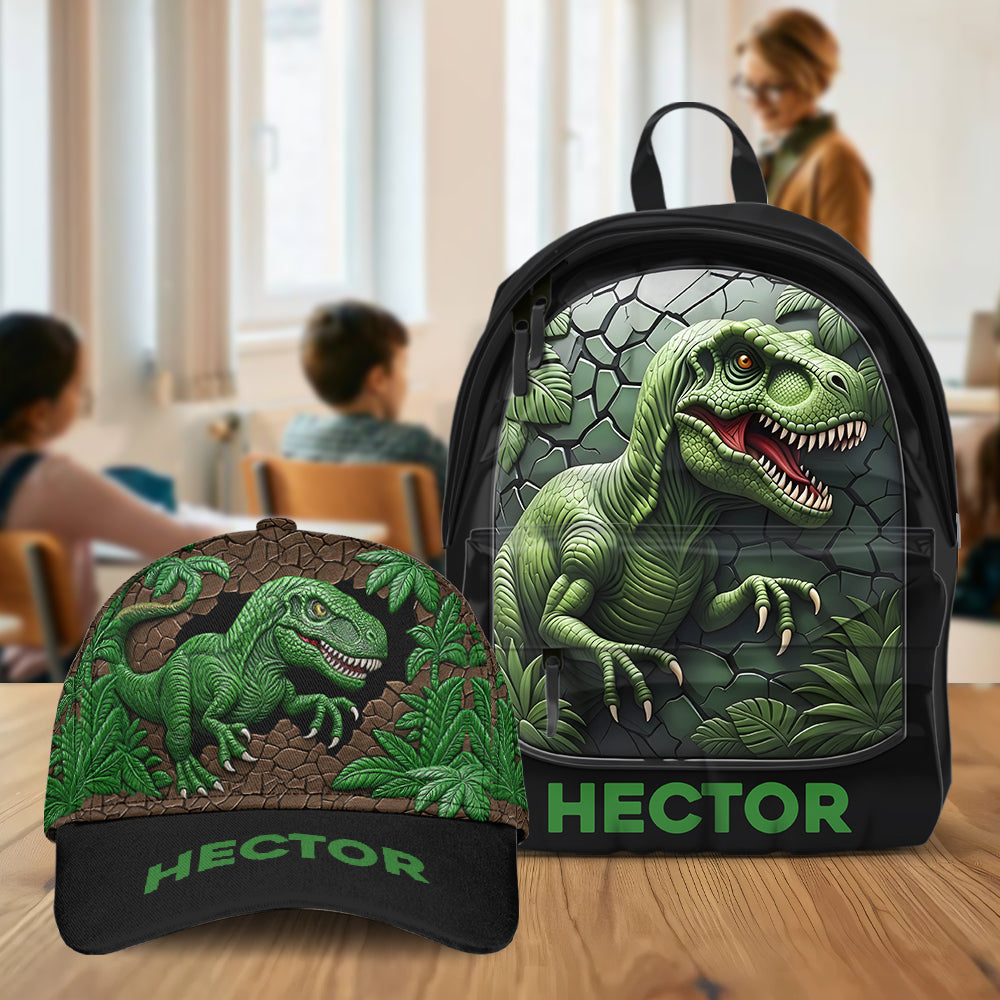 J'adore les dinosaures ! Casquette et sac à dos classiques personnalisés pour enfant