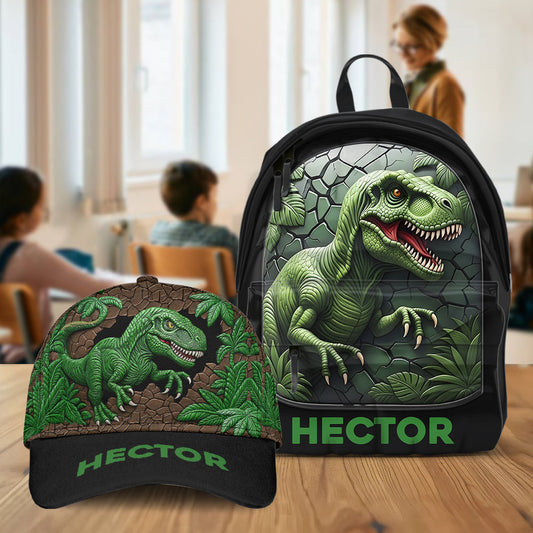 J'adore les dinosaures ! Casquette et sac à dos classiques personnalisés pour enfant