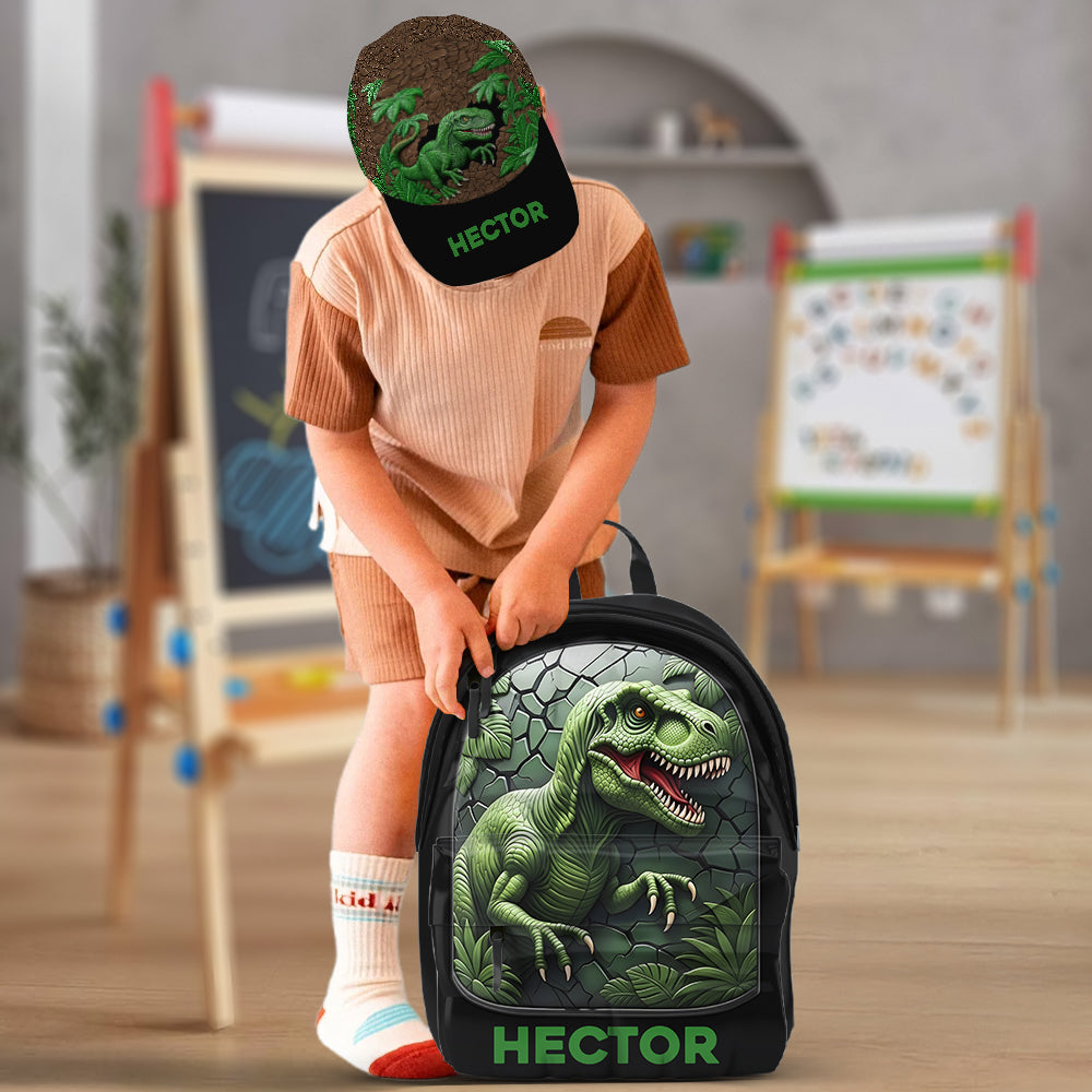 J'adore les dinosaures ! Casquette et sac à dos classiques personnalisés pour enfant