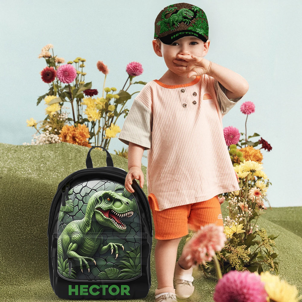 J'adore les dinosaures ! Casquette et sac à dos classiques personnalisés pour enfant