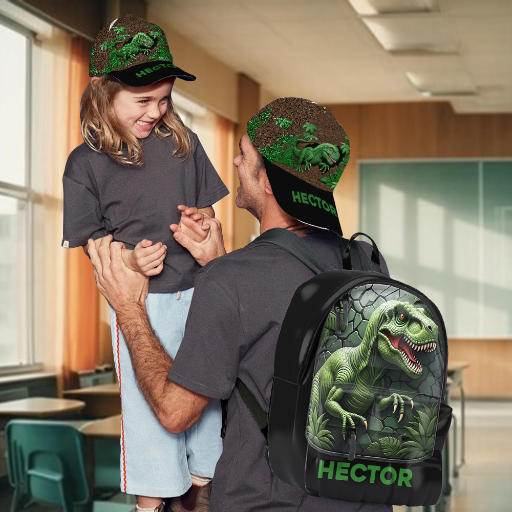 J'adore les dinosaures ! Casquette et sac à dos classiques personnalisés pour enfant