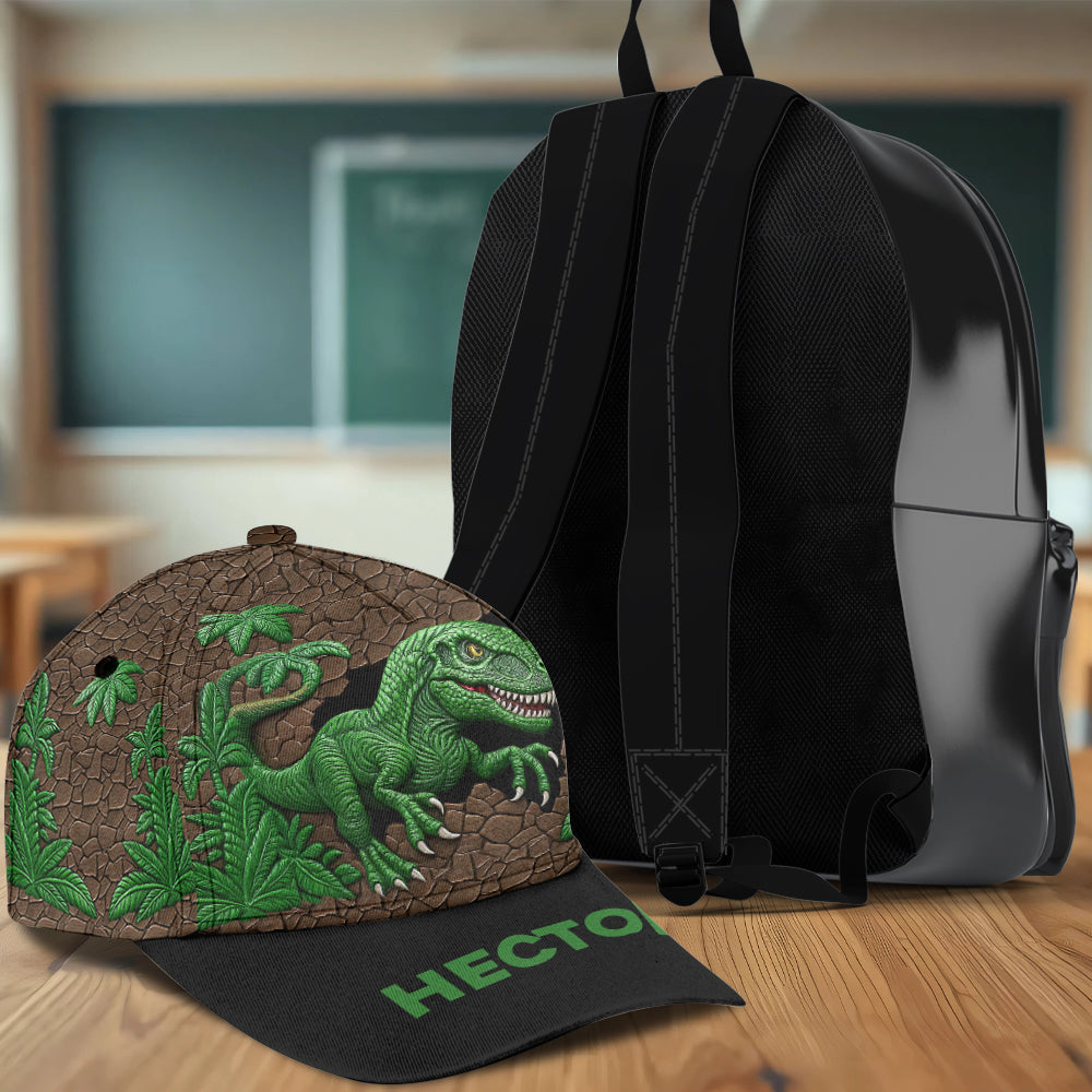 J'adore les dinosaures ! Casquette et sac à dos classiques personnalisés pour enfant