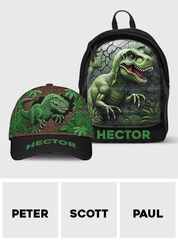 J'adore les dinosaures ! Casquette et sac à dos classiques personnalisés pour enfant
