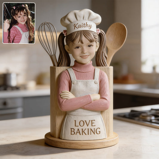 Amour de la Pâtisserie - Support à Ustensiles en Bois Personnalisé
