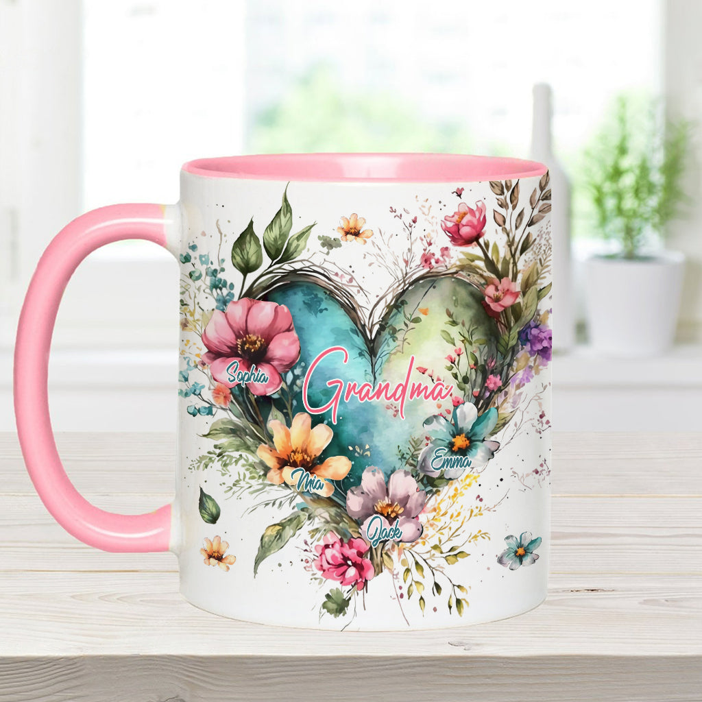 Grandma's Mom's Flowers - Personalized Grandma Accent Mug