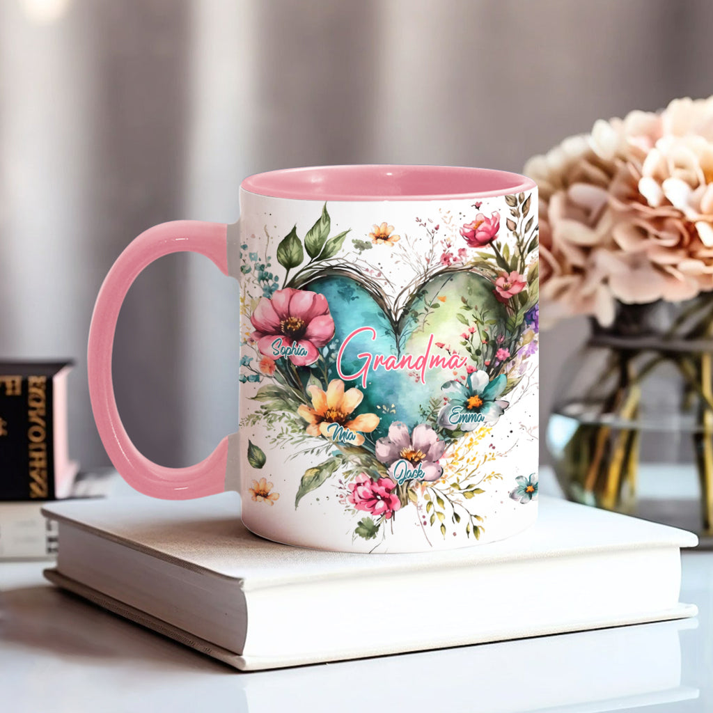 Grandma's Mom's Flowers - Personalized Grandma Accent Mug