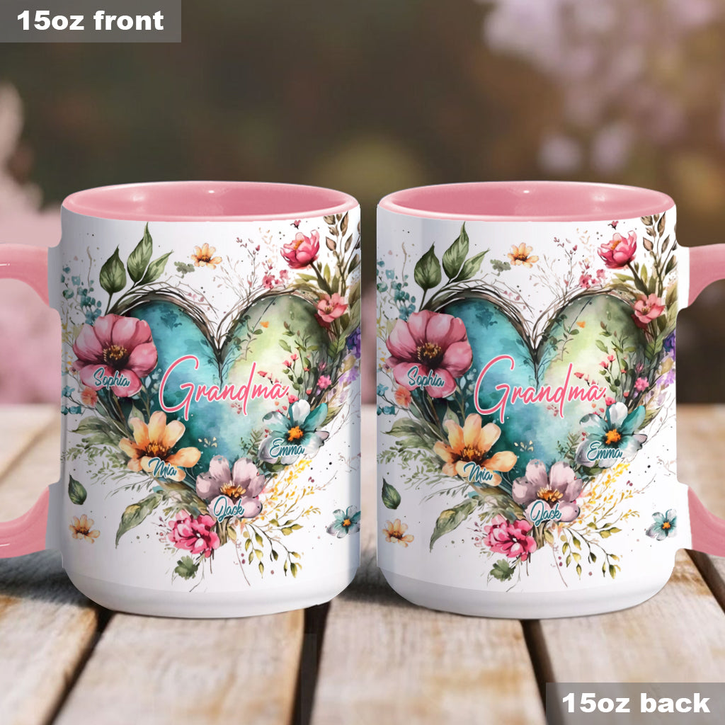 Grandma's Mom's Flowers - Personalized Grandma Accent Mug