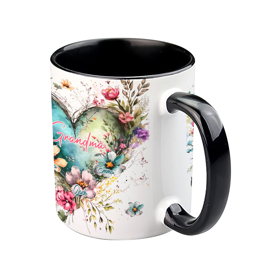 Grandma's Mom's Flowers - Personalized Grandma Accent Mug