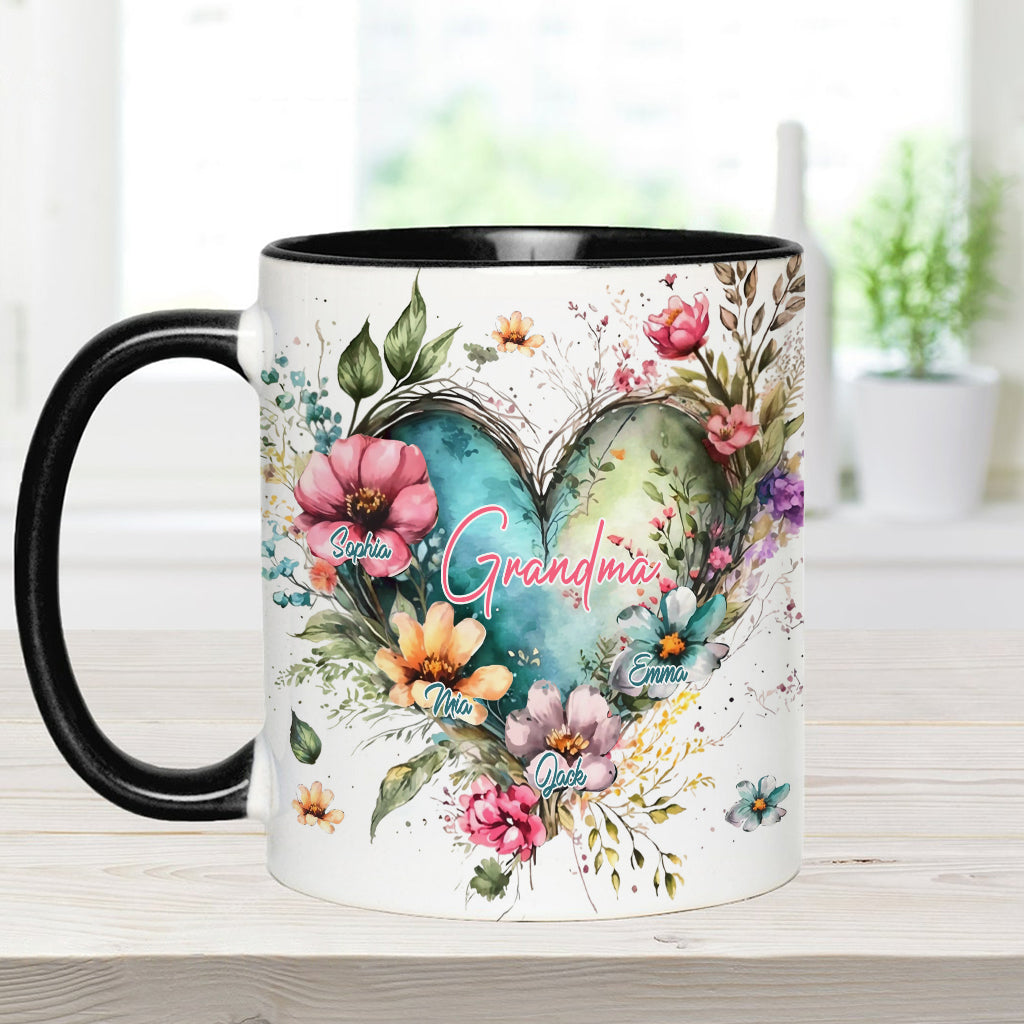 Grandma's Mom's Flowers - Personalized Grandma Accent Mug