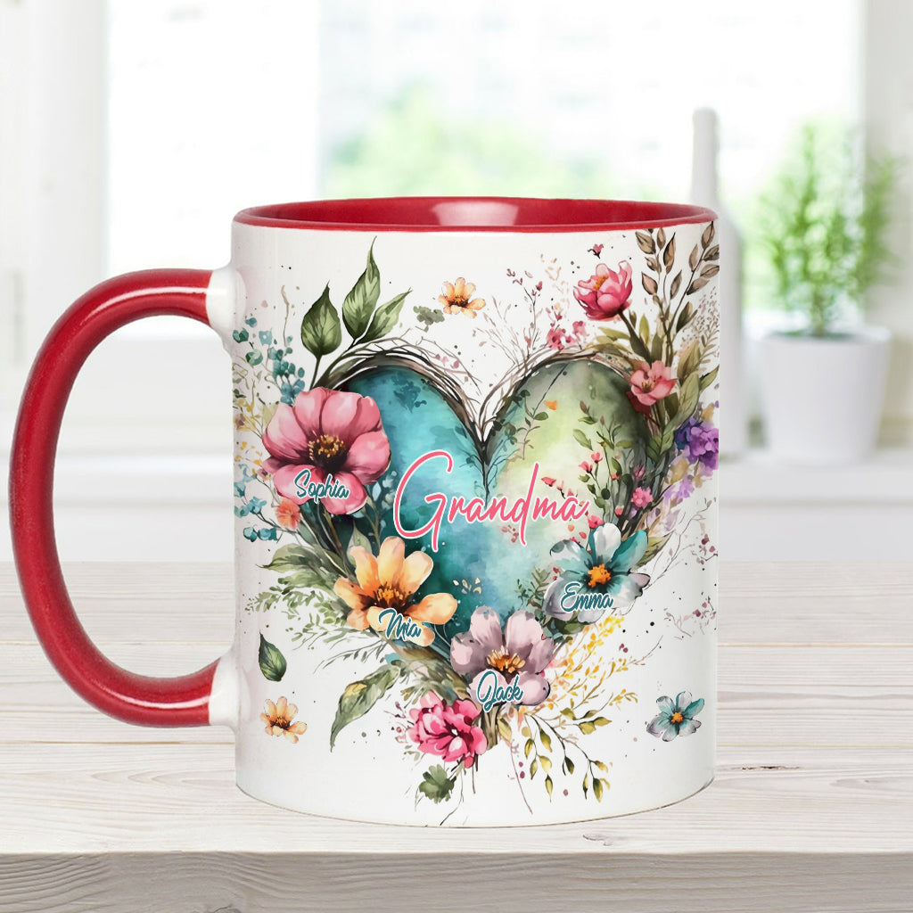 Grandma's Mom's Flowers - Personalized Grandma Accent Mug