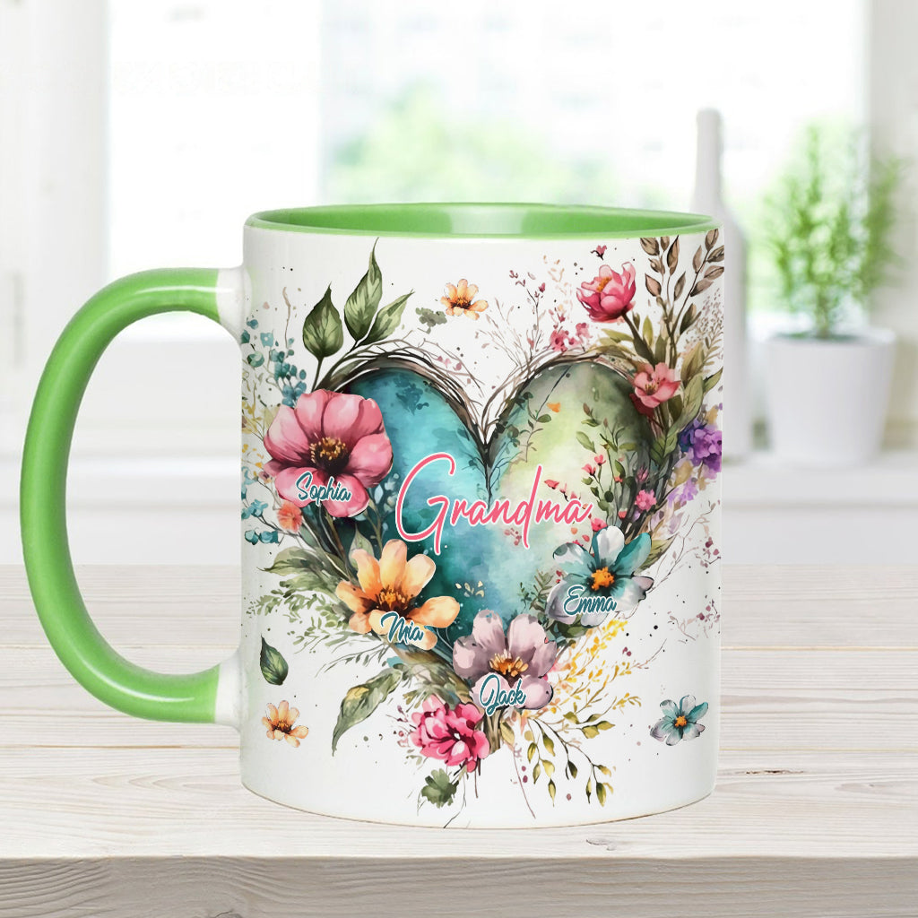 Grandma's Mom's Flowers - Personalized Grandma Accent Mug