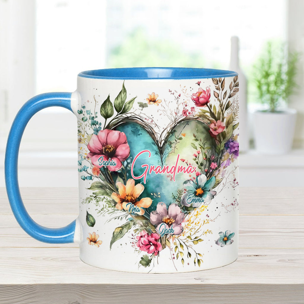 Grandma's Mom's Flowers - Personalized Grandma Accent Mug