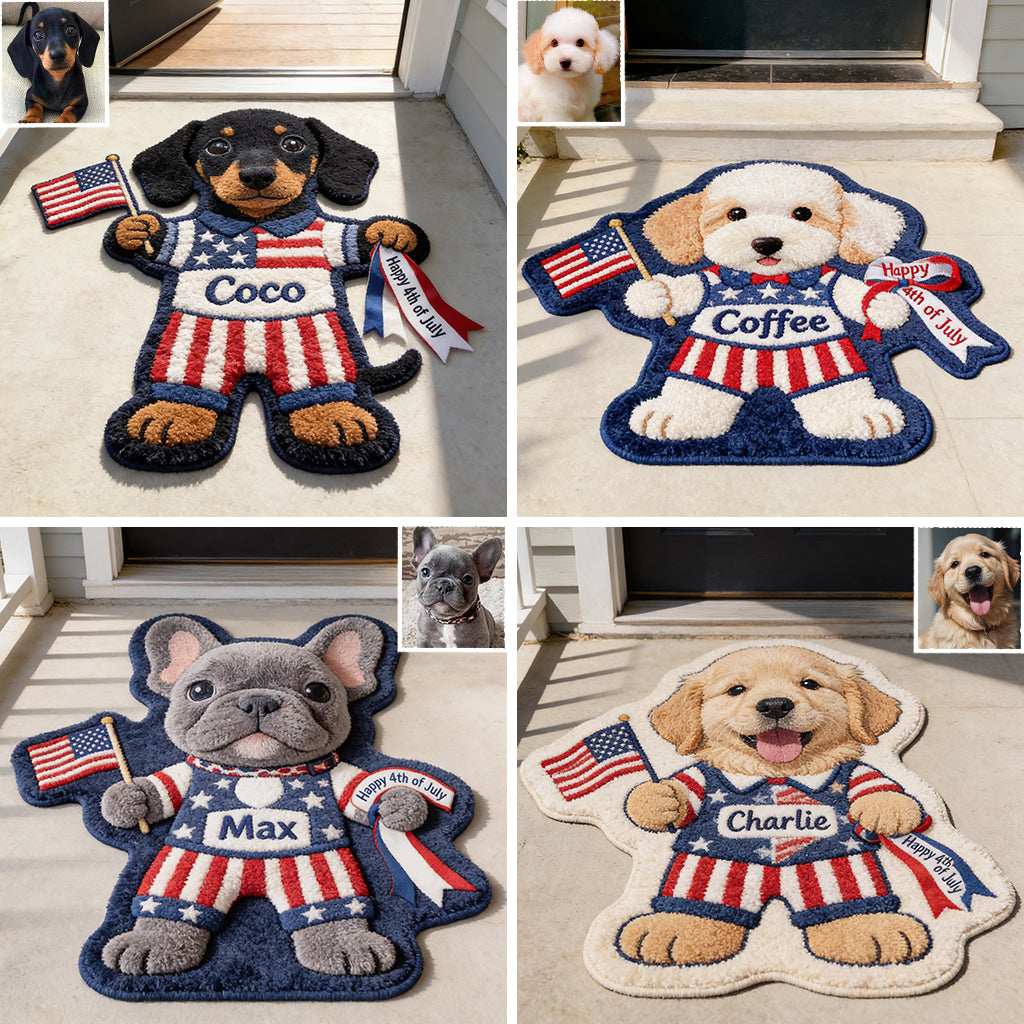 Joyeux 4 Juillet - Tapis Personnalisé Antidérapant pour Chien