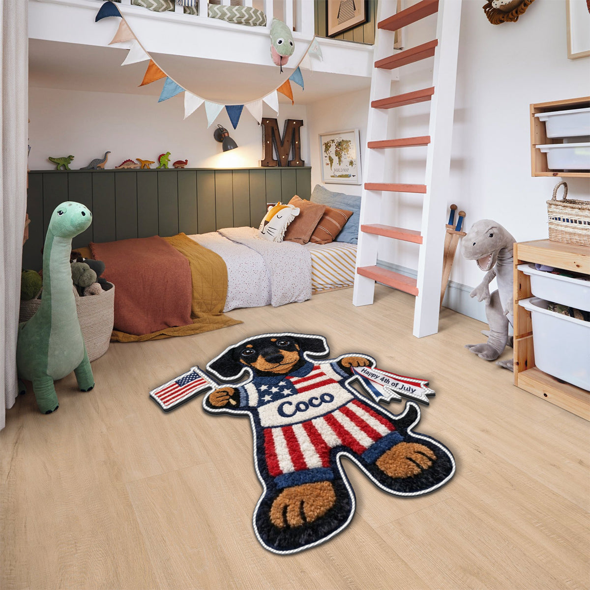 Joyeux 4 Juillet - Tapis Personnalisé Antidérapant pour Chien