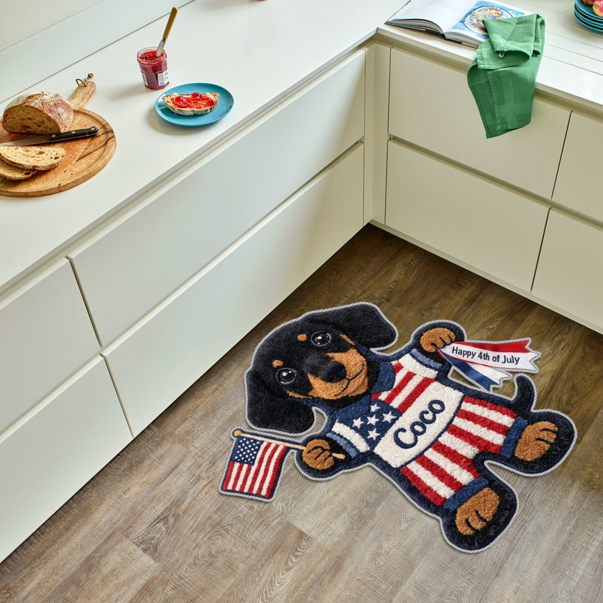 Joyeux 4 Juillet - Tapis Personnalisé Antidérapant pour Chien