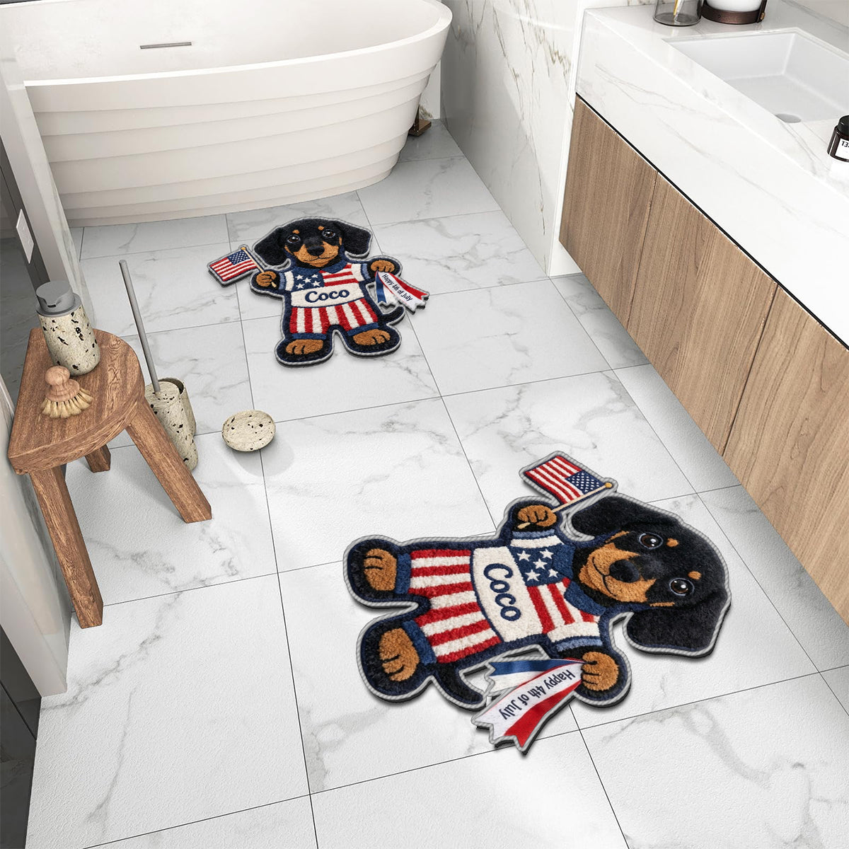 Joyeux 4 Juillet - Tapis Personnalisé Antidérapant pour Chien
