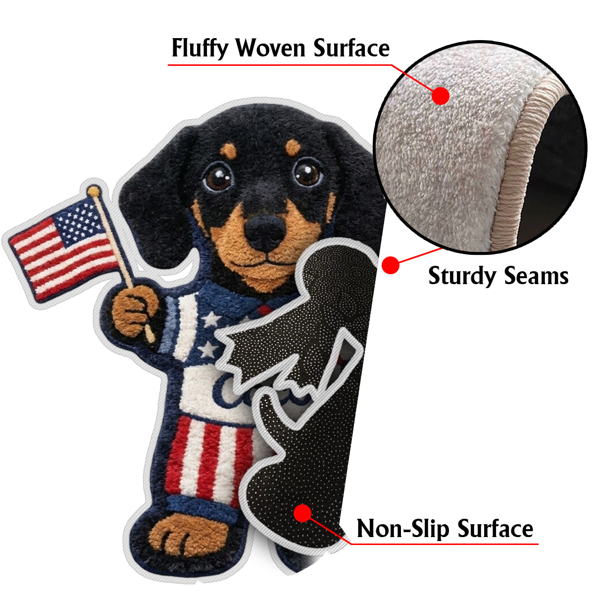 Joyeux 4 Juillet - Tapis Personnalisé Antidérapant pour Chien