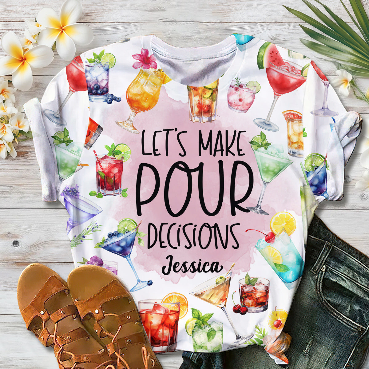 Let's Make Pour Decisions - Personalized Cocktail All Over Shirt