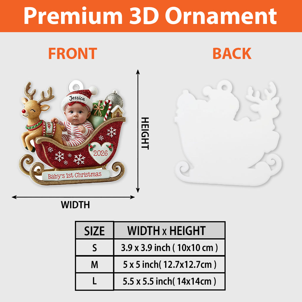 Merry Christmas - Personalized Kid Premium 3D Ornament