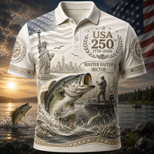 Polo de pêche personnalisé USA 250e anniversaire