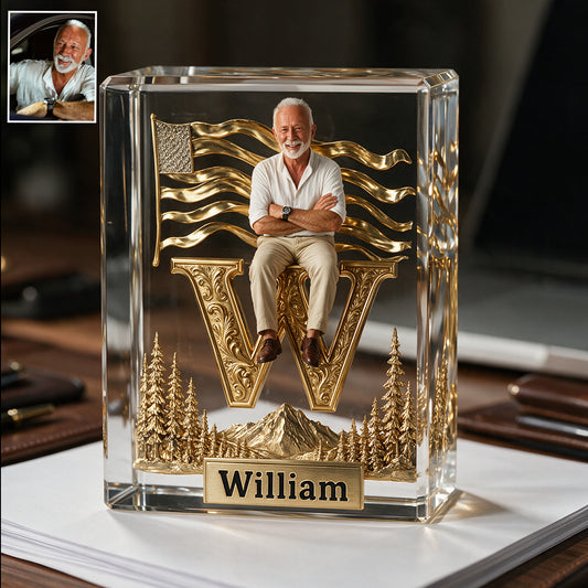 Porte-documents en cristal monogrammé - Plaque acrylique personnalisée pour hommes