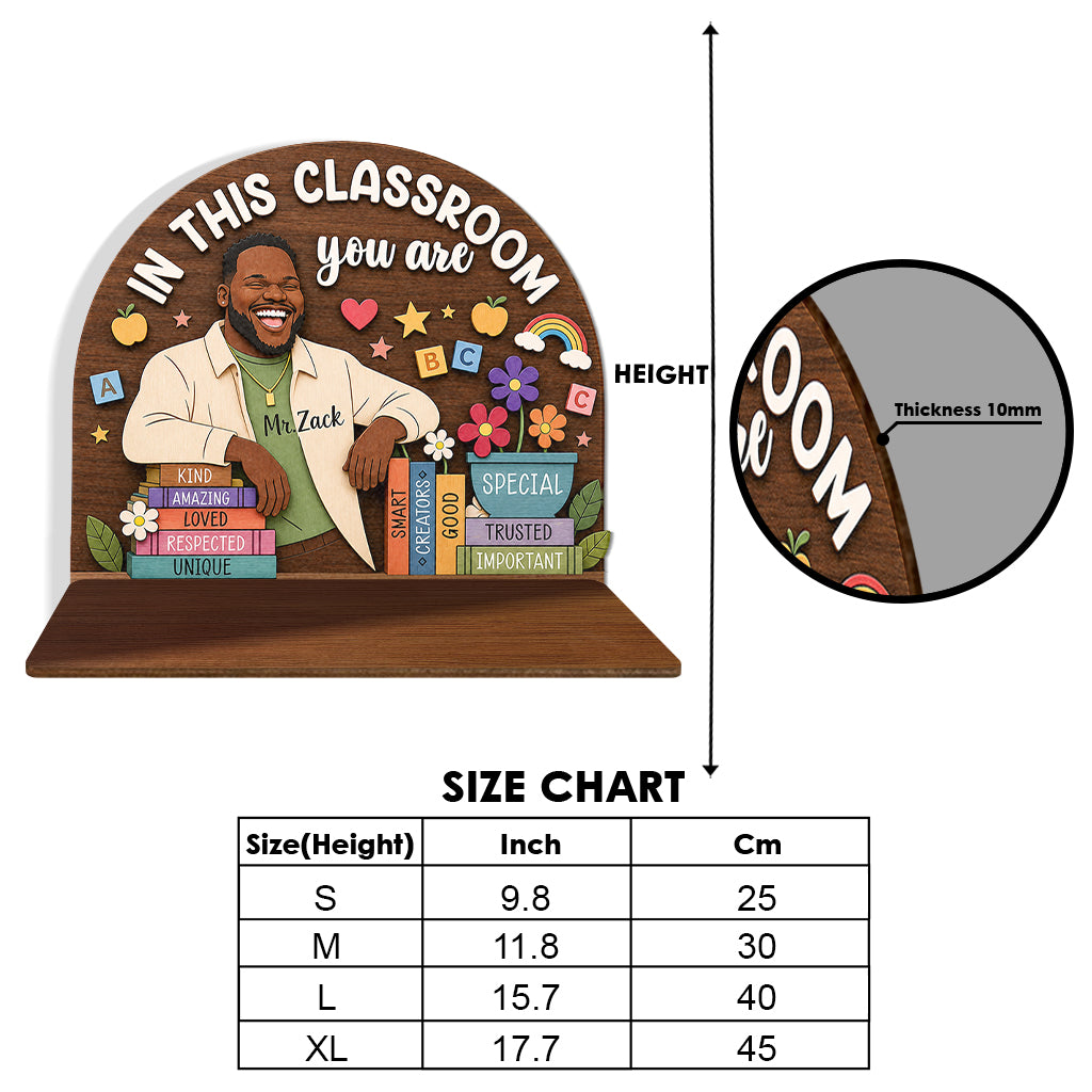 In This Classroom You Are - Personalized Teacher Wooden Floating Shelf