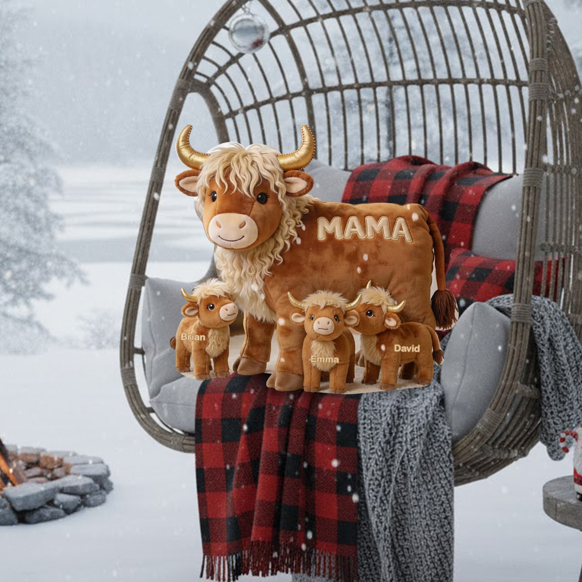 Mama Cow Gift For Mom Grandma - Personalized Grandma Faux Fur Shaped Pillow