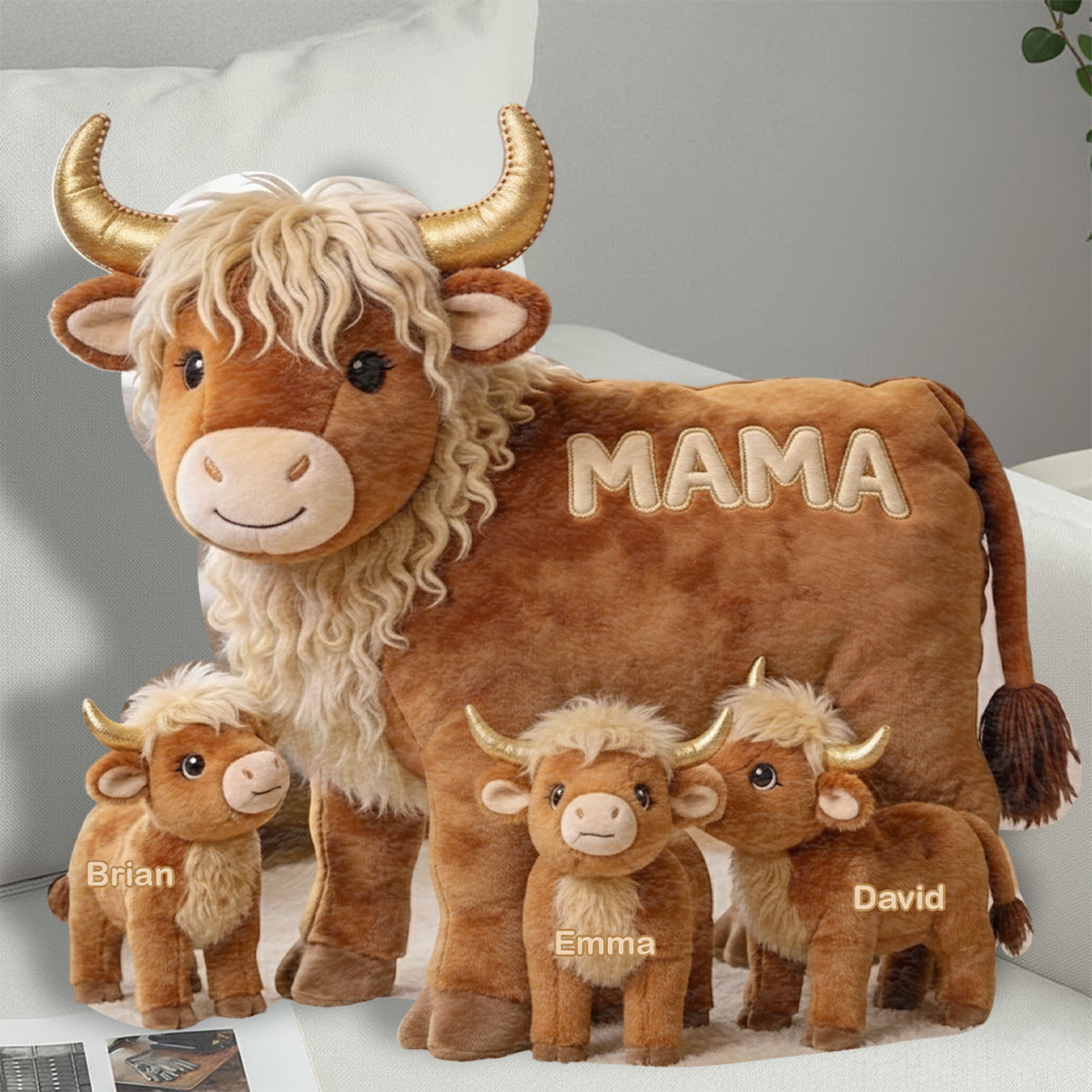 Mama Cow Gift For Mom Grandma - Personalized Grandma Faux Fur Shaped Pillow