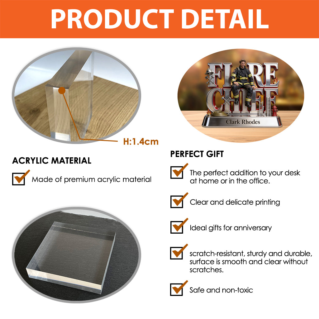 Custom Any Photo - Personalized Firefighter Custom Shaped Acrylic Plaque